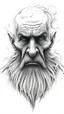 Placeholder: 𝙋𝙧𝙤𝙢𝙥𝙩 highly detailed graphite illustration, front view , A surreal old man figure with exaggerated anatomical features, heavily wrinkled skin, and an intense, contemplative expression. bald head, thick eyebrows, long beard merge into swirling abstract shape. Mysterious, introspective, dreamlike, somewhat dark fantasy. #𝙙𝙧𝙚art #prompt