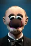 Placeholder: Waist up muppet Portrait, Vladimir Putin as muppet doll, Black suit, photo studio, blue background, unreal engine 5, concept art, art station, god lights, ray tracing, RTX, lumen lighting, ultra detail, volumetric lighting, 3d.