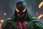Placeholder: Venom Shredder in 8k solo leveling shadow artstyle, machine them, close picture, rain, neon lights, intricate details, highly detailed, high details, detailed portrait, masterpiece,ultra detailed, ultra quality, green ,yellow,red flag on back ground