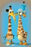 Placeholder: Cartoon character penguin and giraffe eating ice cream