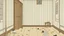 Placeholder: Ukiyo-e, An empty room with a dog and holes in the walls