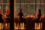 Placeholder: women sitting in a cocktail bar next to a window, outside the window is a city police station in window view, atmospheric ,night lighting,rainy, realistic, unity engine, cinematic lighting, octane render.