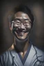 Placeholder: asian surgeon portrait smiling, scalpel pose, dark lighting, hyper-realistic