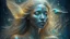 Placeholder: embossed, The photograph is made in a bioluminescent art style depicting a divine woman, bird, embossed, bird, Bioluminescent wet translucent glowing skin, ethereal glowing eyes, long neck, bird, perfect face in ultra-realistic details, flowing hair, The composition imitates a cinematic film with dazzling, gold and silver lighting effects. Intricate details, sharp focus, crystal clear skin create high detail. 3d, 64k, high resolution, high detail, computer graphics, hyperrealism, f/16, 1/300 sec