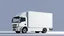 Placeholder: side profile of a white generic cube truck / cargo truck, pixar