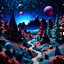 Placeholder: Detailed creepy landscape made of modeling clay, stars and planets, Roger Dean, Tim Burton, strong texture, Ernst Haekel, extreme detail, Max Ernst, decal, rich moody colors, sparkles, bokeh, odd