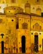 Placeholder: Golden yellow ancient ruins in daylight painted by Gustav Klimt