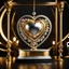 Placeholder: A magnificent golden and silver heart-shaped sign adorned with a stunning golden sphere encrusted with sparkling diamond clusters at its center, elegantly spinning in position.