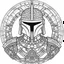 Placeholder: line work, coloring book, boba fett, mandala, black and white, thick lines, vector file