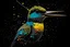Placeholder: ((a hummingbird)), hyperdetailed eyes, tee-shirt design, line art, black background, ultra detailed artistic, detailed gorgeous face, natural skin, water splash, colour splash art, fire and ice, splatter, black ink, liquid melting, dreamy, glowing, glamour, glimmer, shadows, oil on canvas, brush strokes, smooth, ultra high definition, 8k, unreal engine 5, ultra sharp focus, intricate artwork masterpiece, ominous, golden ratio, highly detailed, vibrant, production cinematic character render, ultr