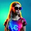 Placeholder: Shakira, artist, 30 years old, Realistic image, waist up portrait, etro style dress. Gucci sunglasses. loose long hair, eyes make up, perfect, glow, circle iris. Neon colors, leds. Cyberpunk. concept art, smooth, unreal engine 5, god lights, ray tracing, RTX, lumen lighting, ultra detail, volumetric lighting, 3d, finely drawn, high definition, 4k.