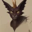 Placeholder: cat gargoyle with goat horns and wings on its back Nick Harris style