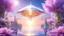 Placeholder: Photorealistic image (Masterpiece ) Crystal Hyperborea white Starship Futuristic floating in the air, Spiritual world of crystals and gold, iridescent color, precious stones crystal gold, beautiful lilac wisteria and pink lotus flowers , landscape of summer ambient beautiful sea, light soft sun, full of details, smooth, bright sunshine, soft light atmosphere, light effect, vaporwave colorful, concepte art, highly detailed, digital painting, smooth, sharp focus, extremely sharp detail