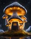 Placeholder: An illogically floating mushroom house on a clear night. white and white and yellow, Stars Dark cosmic interstellar. Detailed Matte Painting, deep color, fantastical, intricate detail, splash screen, hyperdetailed, insane depth, concept art, 8k resolution, trending on Artstation, Unreal Engine 5, color depth, backlit, splash art, dramatic, High Quality Whimsical Fun Imaginative Bubbly, perfect composition