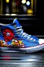 Placeholder: A converse sneaker, superman animation all over sneaker