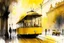 Placeholder: yellow tram in Budapest, style Alvaro Castagnet, Anton Pieck highly detailed elegant very attractive beautiful dynamic lighting watercolor aquarelle Thomas Wells Schaller