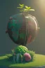 Placeholder: globe, plants and flowers around, kente, cinema 4d, octane render, high detail