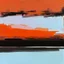 Placeholder: Melancholy Minimal abstract flat landscape painting. Rough brushstrokes and dripping paint. A single orange colour highlight with complimentary background colours. Use rule of thirds. Place the Horizon line at the top. Style of Justin Mortimer.Abstract empty landscape painting. Dripping paint. Rough. Minimal. Style of Justin Mortimer.