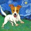 Placeholder: Jack Russel jouant dans le jardin par van Gogh