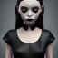 Placeholder: wednesday addams, wednesday addams hair, wednesday make up, wednesday black dress, cinematic, hyper detail, 8k resulation