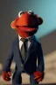 Placeholder: Waist up muppet Portrait, Vladimir Putin as muppet doll, Black suit, photo studio, blue background, unreal engine 5, concept art, art station, god lights, ray tracing, RTX, lumen lighting, ultra detail, volumetric lighting, 3d.