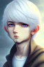 Placeholder: Shota, cute, portrait, white hair, blue eyes, shy