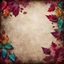 Placeholder: Hyper Realistic small maroon leaves border & rainbow multicolor grungy rustic texture with vignette effect