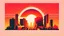 Placeholder: minimal design,shapes, synthwave, synthwave sun, synthwave city, simple,iconic:1.8), Explosion of color in city, comic style