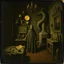 Placeholder: Daguerrotype, mysterious figure, odd background, Hieronymus Bosch, room, Max Ernst, Yves Tanguy, ambient light, by Minicavio Quollati and Marlost Endgulp, exoteric, mystic, Amano, Arcimboldo, Hieronymus Bosch, Alphonse Mucha