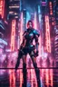 Placeholder: visual of futuristic cyber warrior pretty girl, in future cyberpunk neon light reflected Tokyo rooftop, ssci - fi and fantasy, intricate and very beautiful and elegant, highly detailed, digital photograph, concept art and smooth