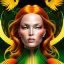 Placeholder: portrait of a beautiful busty Jean Grey with green eyes riding a phoenix by Sandro Botticelli style