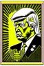 Placeholder: president donald trump in style of shepard fairy obama poster style gold colour stencil with american flag