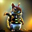 Placeholder: Squirrel toddler, steampunk headphone, sunglass, gangsta neckless, full body, yellow puffer jacket, tokio background, dramatic lighting, hyper realistic, unreal engine 5, 16k