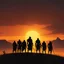 Placeholder: As the sun dipped below the horizon, casting its golden light across the land, a compact group of primal warriors stood silhouetted on the crest of a hill. Their figures were stark against the fiery sky, outlined by the fading glow of the setting sun. the group of primal warriors on the hilltop appeared to be guardians of a forgotten realm, keepers of ancient knowledge and wisdom.