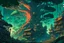 Placeholder: retro anime style, full color, dark serious 1980s anime style, a elf city in a giant tree, no humans, no people