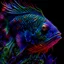 Placeholder: A Humanoid fish, Hyperdetailed, hyper realistic, dark fantasy intricate, bright background, complex lighting, scales, red, blue, yellow, purple, green,