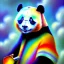 Placeholder: Dibujo al oleo de un oso panda con nubes de colores estilo Vincent van Gogh