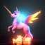 Placeholder: CM küre içinde fantastik unicorn ateşli kanatları olan