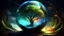 Placeholder: "Glass Crystal Orb enclosing a Cybercore Tree, black blue green nuummite white coral underwater, lake reflecting an aurora intricate detail, colorful, wonderful, glowing cute orbs flying around, World of Warcraft scenery, magnificent quality""