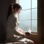 Placeholder: Study girl read a book in by the window, movie, real photo realistic, unreal engine, cinematic lighting --ar 1:1 creative