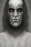 Placeholder: Geometric portrait of a man with black metal facepaint , looking like Abbath from Immortal