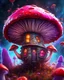 Placeholder: singular weird floating mushroom house in space. intense cosmic space, intergalactic. Detailed gloss Painting, bright random color, fantastical, intricate detail, splash screen, hyperdetailed, insane depth, concept art, 8k resolution, trending on Artstation, Unreal Engine 5, color depth, backlit, splash art, dramatic, High Quality Whimsical Fun Imaginative unusual, good composition