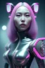 Placeholder: Portrait, Front image, cyberpunk Asian woman with rabbit mask, black pink color, latex dress, highly detailed, concept art, smooth, unreal engine 5, god rays, ray tracing, RTX, lumen lighting, ultra detail, volumetric lighting, 3d, finely drawn, high definition, high resolution.