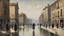 Placeholder: a painting of people walking down a street next to a body of water by Telemaco Signorini, featured on pixiv, american barbizon school, academic art, cityscape, henry moore