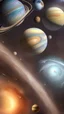 Placeholder: Coffee in outer space, behind which are planets, galaxies and spaceships, negative space, realistic