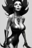 Placeholder: Joan Collins as evil queen in black leather, leather, busty, cleavage, angry, stern look. character design by cory loftis, fenghua zhong, ryohei hase, ismail inceoglu and ruan jia. unreal engine 5, artistic lighting, highly detailed, photorealistic, fantasy