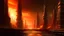 Placeholder: idyllic futuristic city scape on fire
