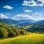 Placeholder: country side,mountains at far ,blue sky,pretty clouds