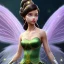 Placeholder: Tinker Bell fairy,detailed eyes, disturbed expression.intricate detaile,thnically accurate face, intricate head dress,intricate fairy dress, detailed hair, detailed feathers,fairy wings use dynamic palette, accurate proportions, high contrast black smokey bokeh background. korra character style andrei bonelli style.