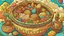 Placeholder: Fantasy cartoon illustration: an Eastern basket full of delicious Eastern treats